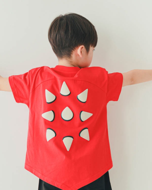 【ニコフラート】恐竜トゲトゲ Tシャツ / レッド