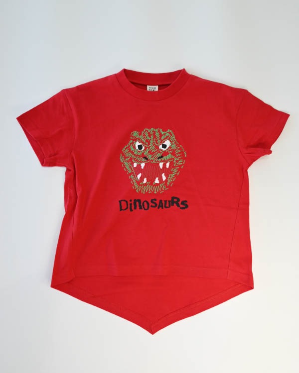 【ニコフラート】恐竜トゲトゲ Tシャツ / レッド