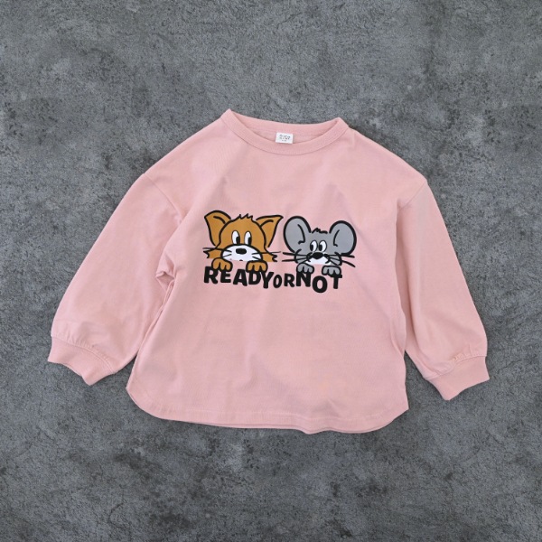 【25FW】キャットとマウス ロングTシャツ / ピンク