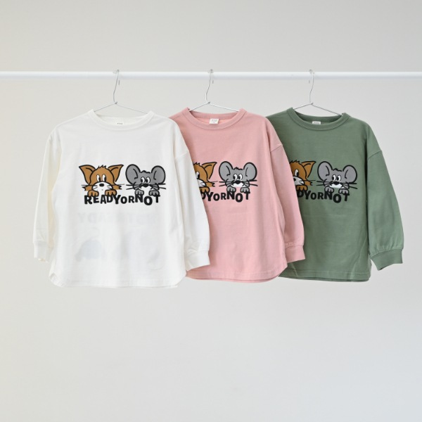 【25FW】キャットとマウス ロングTシャツ / ピンク