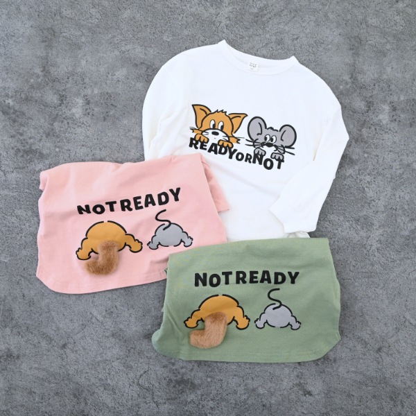 【25FW】キャットとマウス ロングTシャツ / ピンク