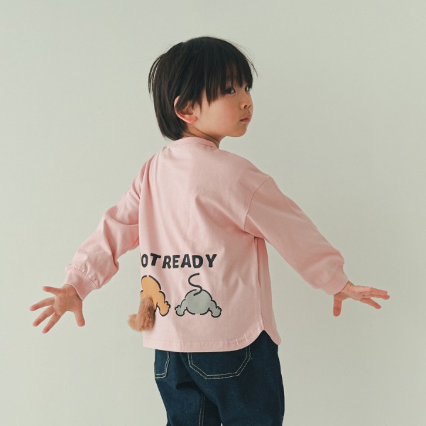 【25FW】キャットとマウス ロングTシャツ / ピンク
