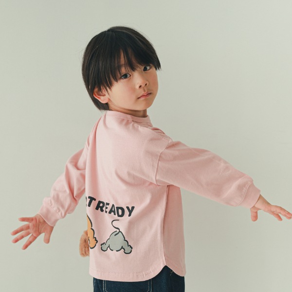 【25FW】キャットとマウス ロングTシャツ / ピンク