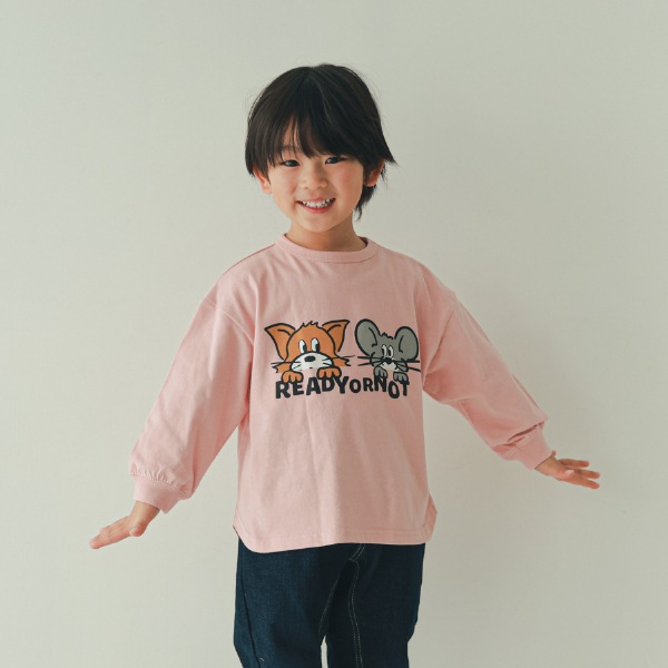 【25FW】キャットとマウス ロングTシャツ / ピンク