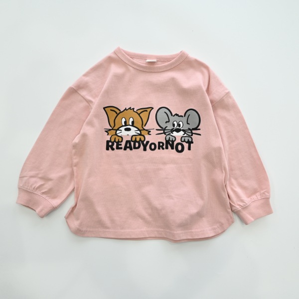 【25FW】キャットとマウス ロングTシャツ / ピンク