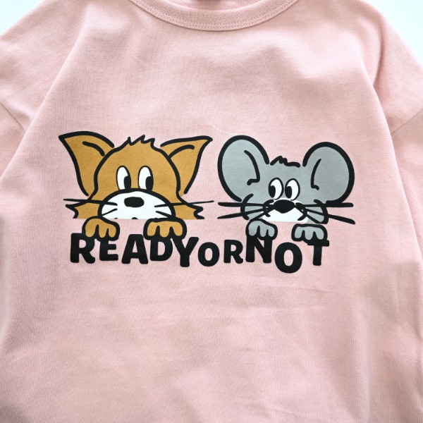 【25FW】キャットとマウス ロングTシャツ / ピンク
