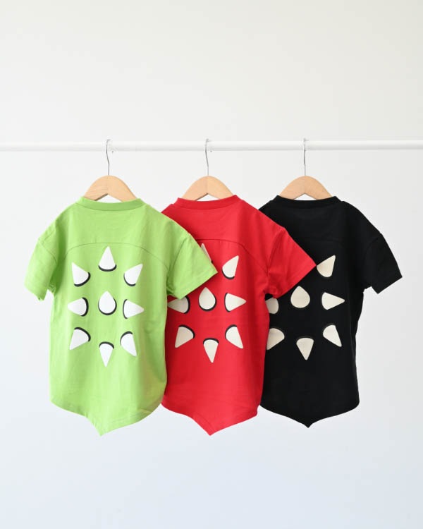 【ニコフラート】恐竜トゲトゲ Tシャツ / ブラック