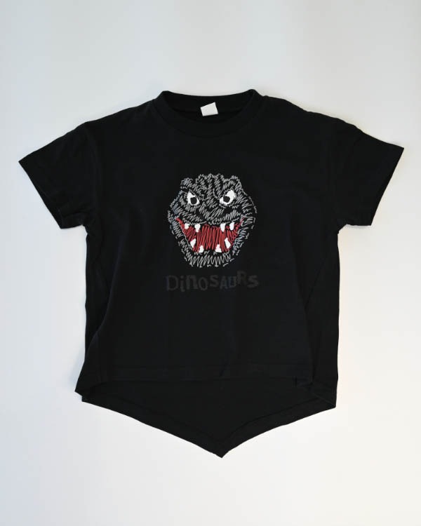 【ニコフラート】恐竜トゲトゲ Tシャツ / ブラック