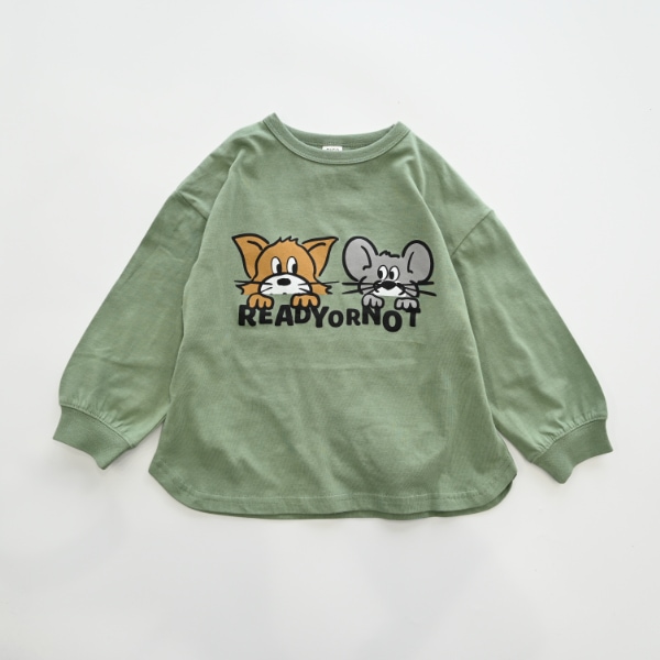 【25FW】キャットとマウス ロングＴシャツ / オリーブ