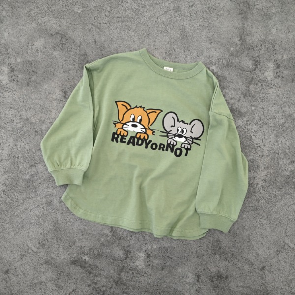 【25FW】キャットとマウス ロングＴシャツ / オリーブ
