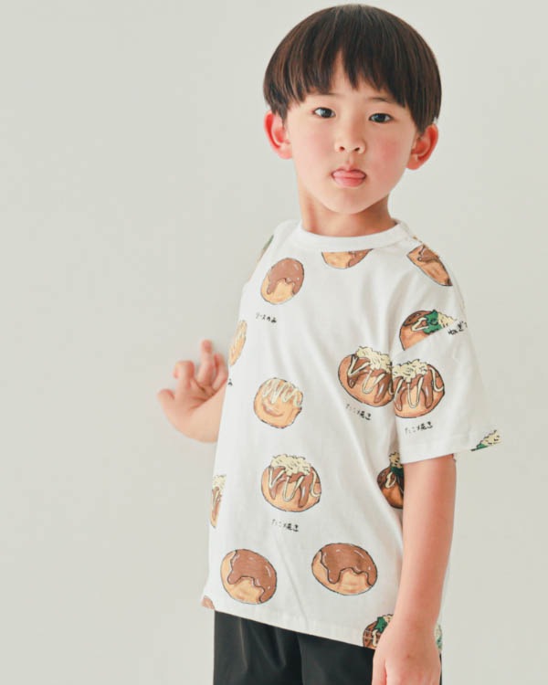 【ニコフラート】たこ焼き Tシャツ / オフホワイト