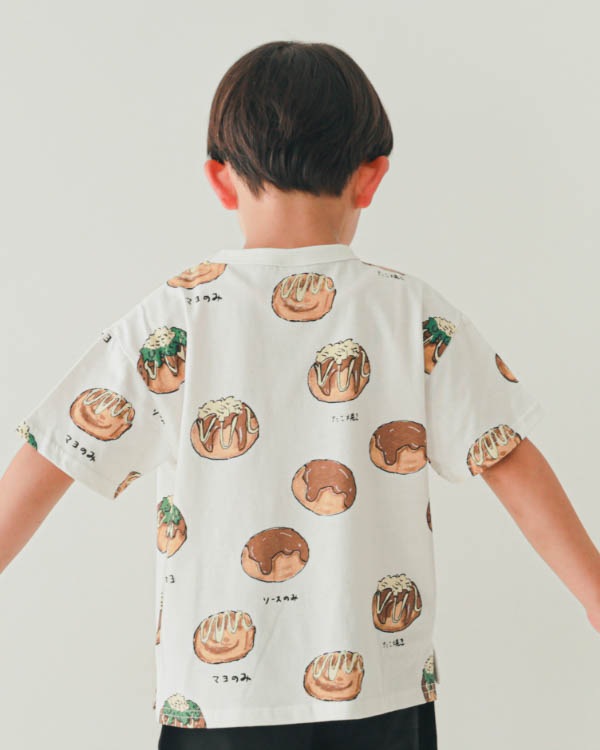 【ニコフラート】たこ焼き Tシャツ / オフホワイト