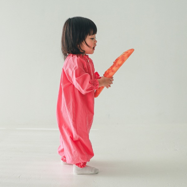 【25FW】フリル ロンパース / サーモンピンク