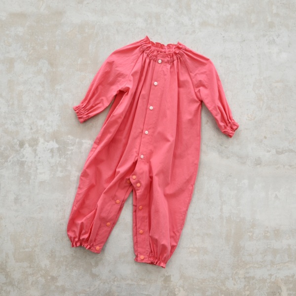 【25FW】フリル ロンパース / サーモンピンク