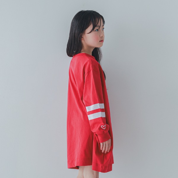 【25FW】ライン コクーンワンピース / レッド