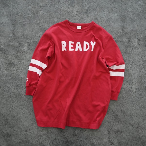 【25FW】ライン コクーンワンピース / レッド