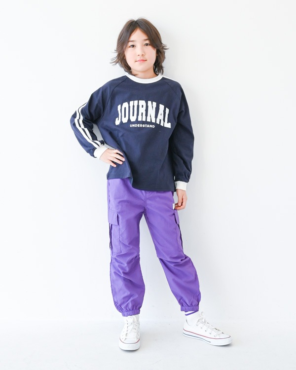 【ジーンズベー】JOURNALラインロングTシャツ / ネイビー