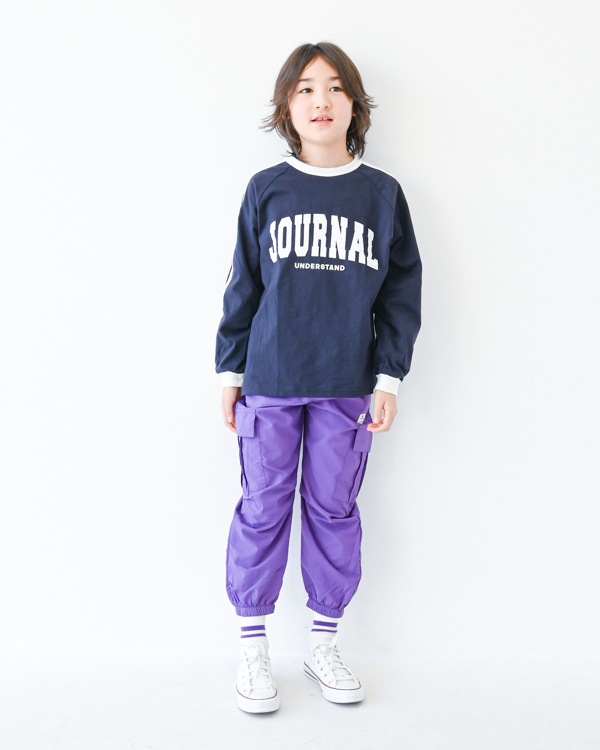 【ジーンズベー】JOURNALラインロングTシャツ / ネイビー
