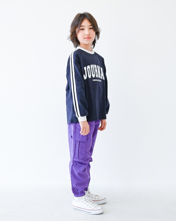 【ジーンズベー】JOURNALラインロングTシャツ / ネイビー