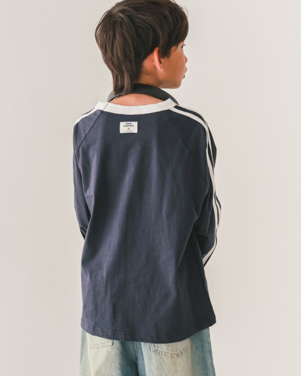 【ジーンズベー】JOURNALラインロングTシャツ / ネイビー