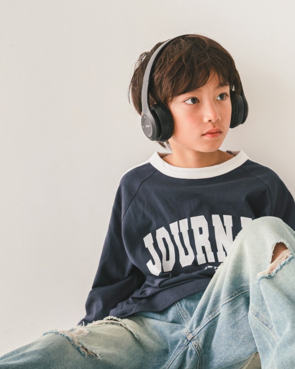 【ジーンズベー】JOURNALラインロングTシャツ / ネイビー