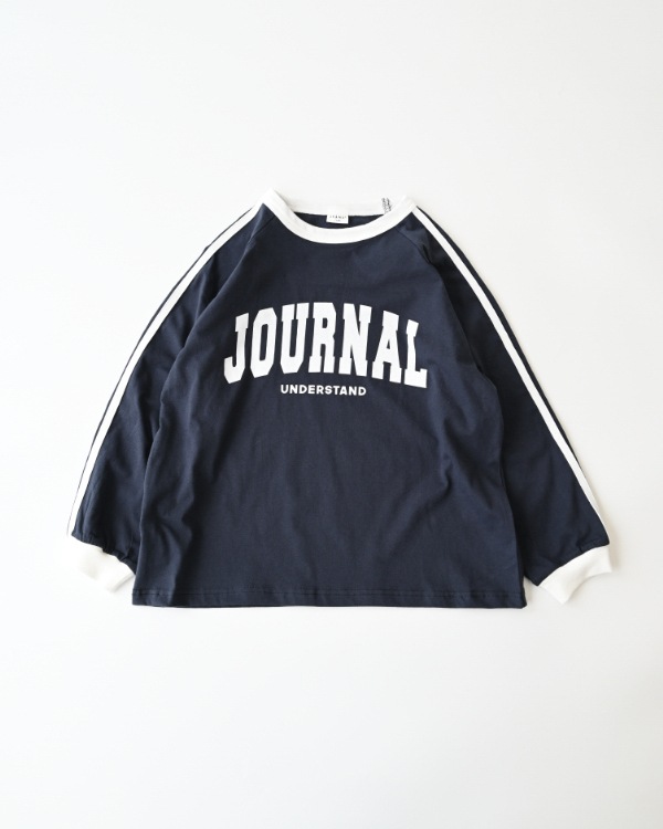 【ジーンズベー】JOURNALラインロングTシャツ / ネイビー