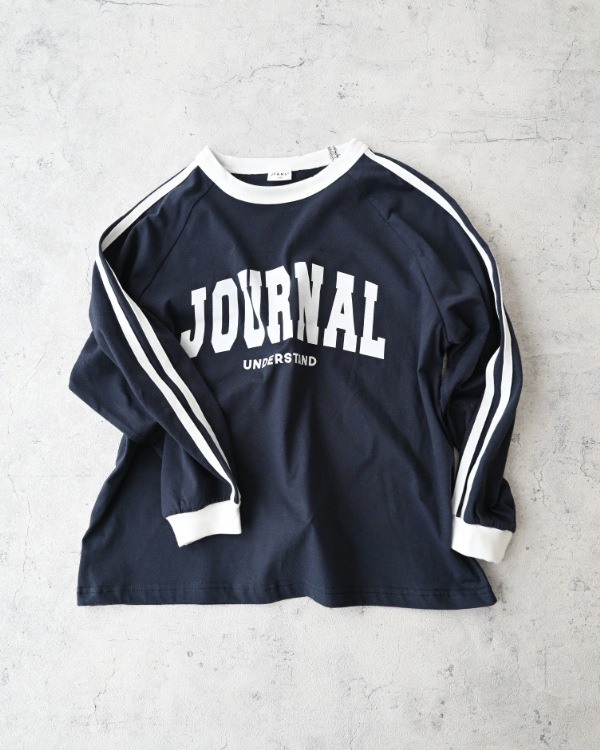 【ジーンズベー】JOURNALラインロングTシャツ / ネイビー