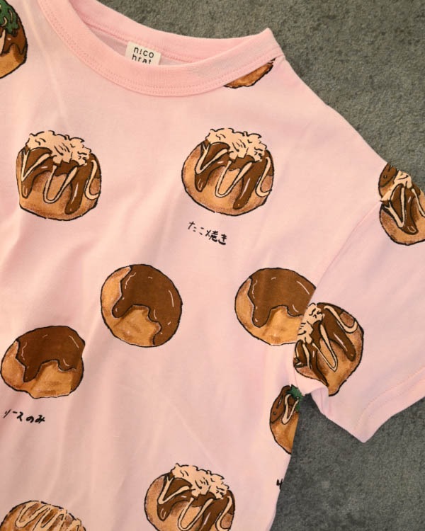 【ニコフラート】たこ焼き Tシャツ / ピンク
