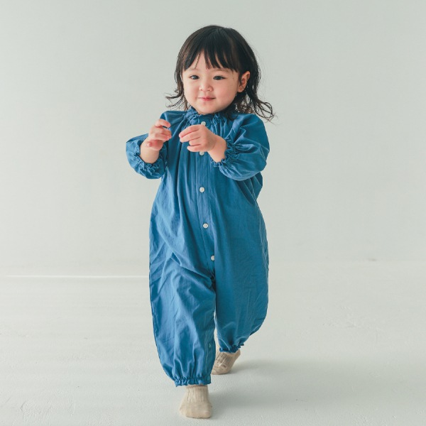 【25FW】フリル ロンパース / ブルー