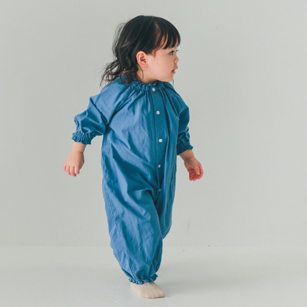 【25FW】フリル ロンパース / ブルー