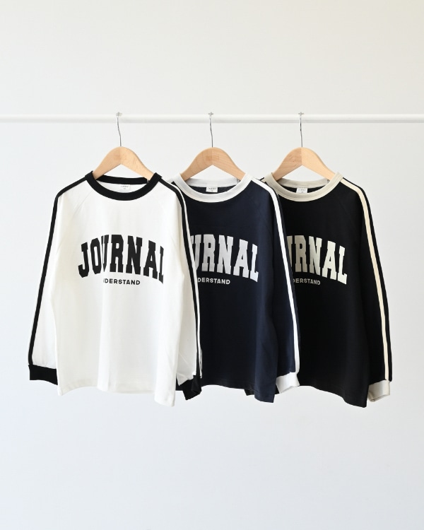 【ジーンズベー】JOURNALラインロングTシャツ / ブラック