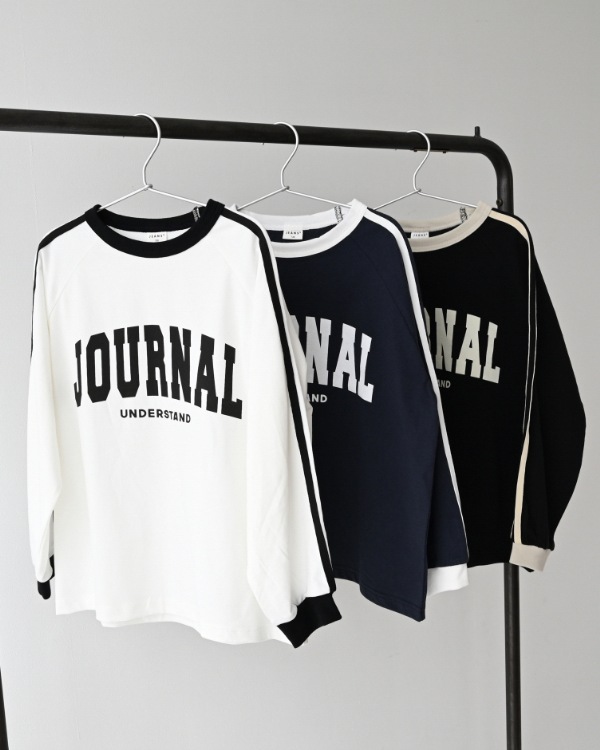 【ジーンズベー】JOURNALラインロングTシャツ / ブラック