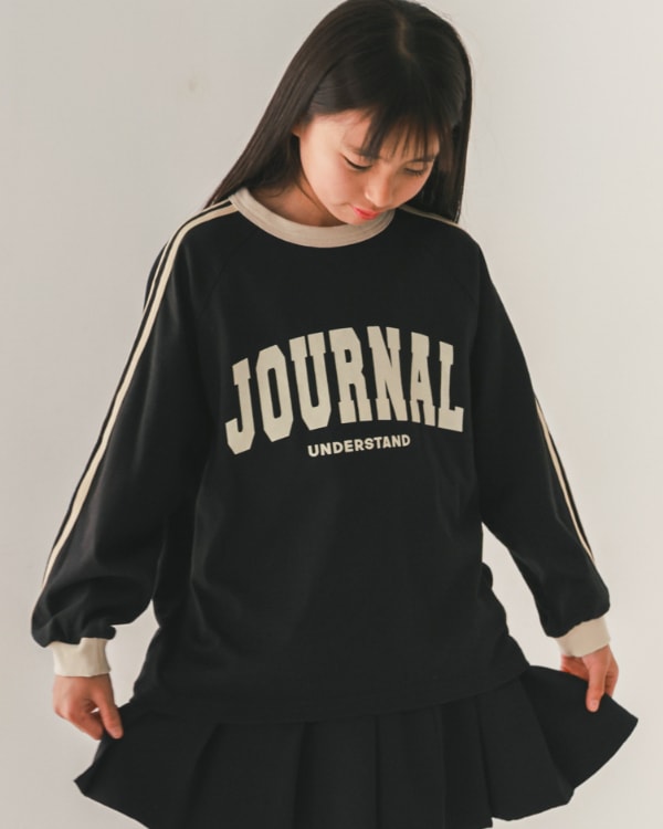 【ジーンズベー】JOURNALラインロングTシャツ / ブラック