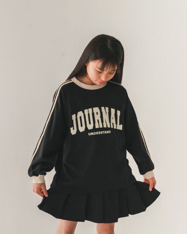 【ジーンズベー】JOURNALラインロングTシャツ / ブラック