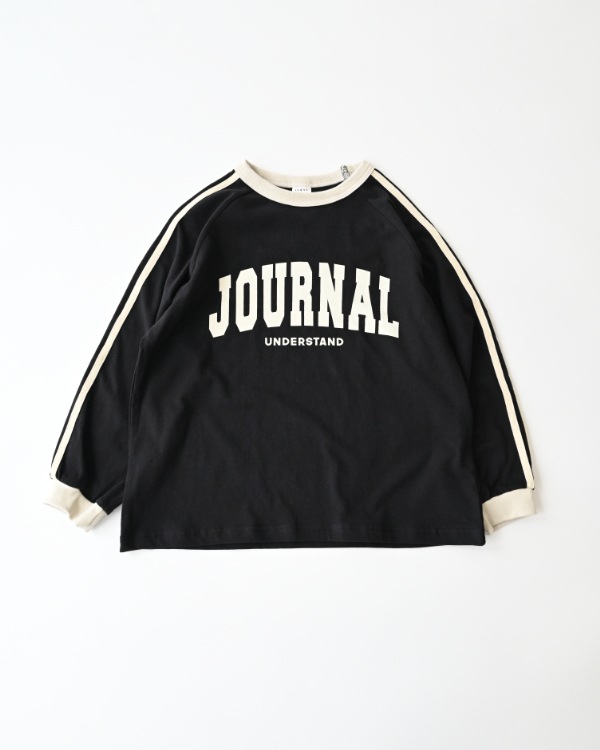 【ジーンズベー】JOURNALラインロングTシャツ / ブラック