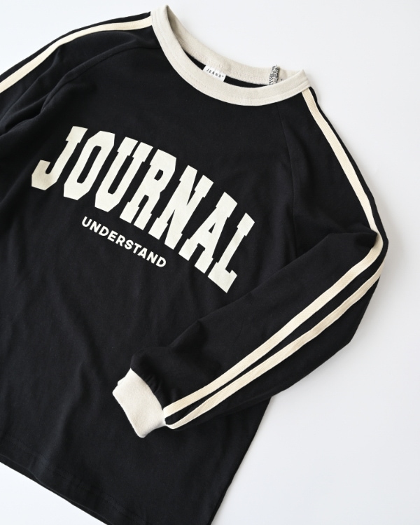 【ジーンズベー】JOURNALラインロングTシャツ / ブラック