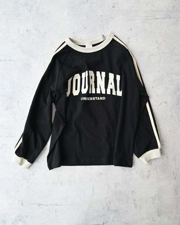 【ジーンズベー】JOURNALラインロングTシャツ / ブラック