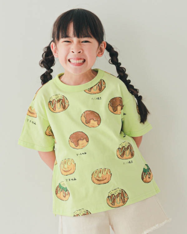 【ニコフラート】たこ焼き Tシャツ / ライトグリーン