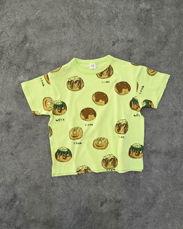 【ニコフラート】たこ焼き Tシャツ / ライトグリーン