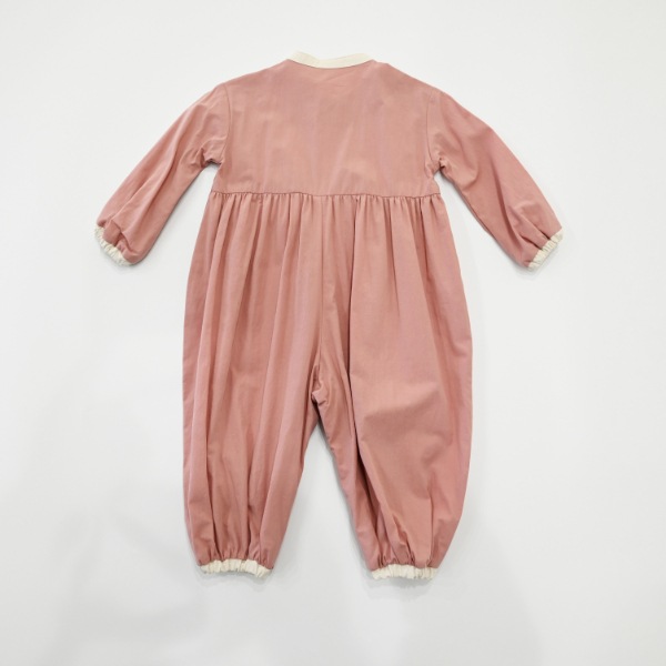 【25FW】配色 ギャザーロンパース / ピンク