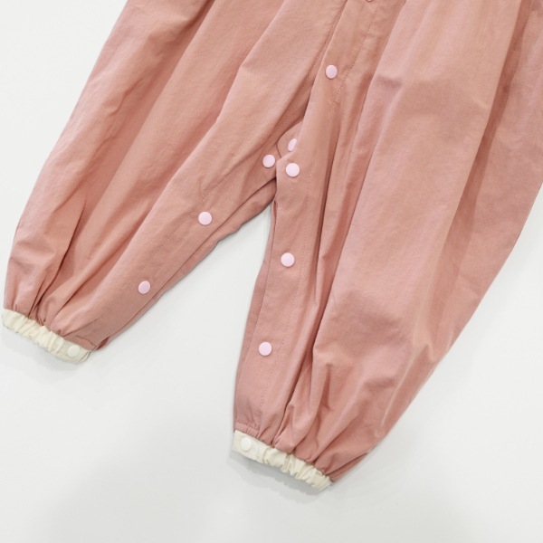 【25FW】配色 ギャザーロンパース / ピンク