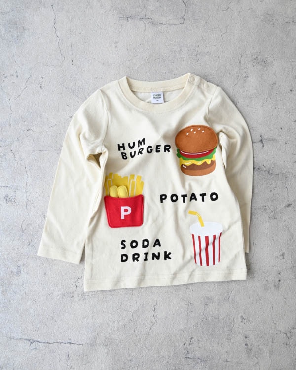 【チークルーム】キッズセットロングＴシャツ / アイボリー