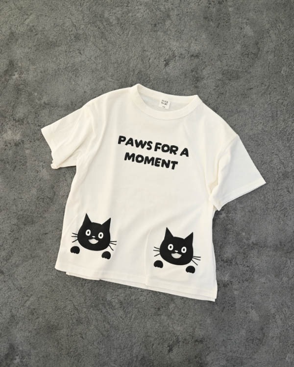 【ニコフラート】ねこポケット Tシャツ / オフホワイト