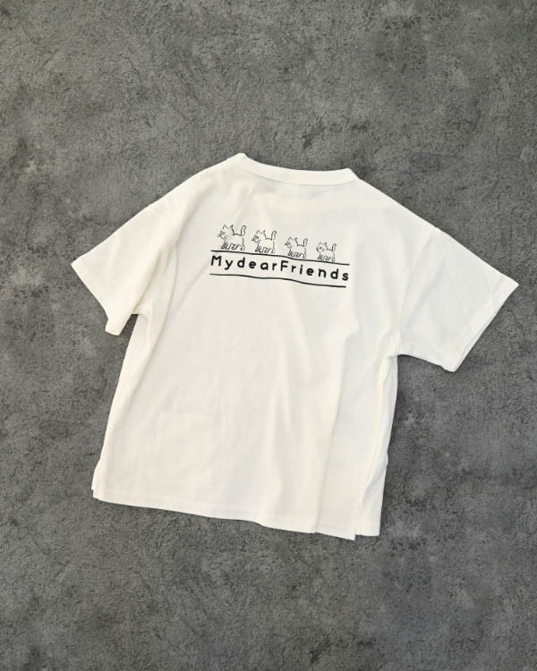 【ニコフラート】ねこポケット Tシャツ / オフホワイト