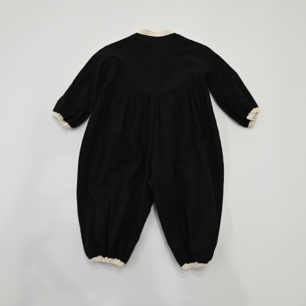 【25FW】配色 ギャザーロンパース / ブラック
