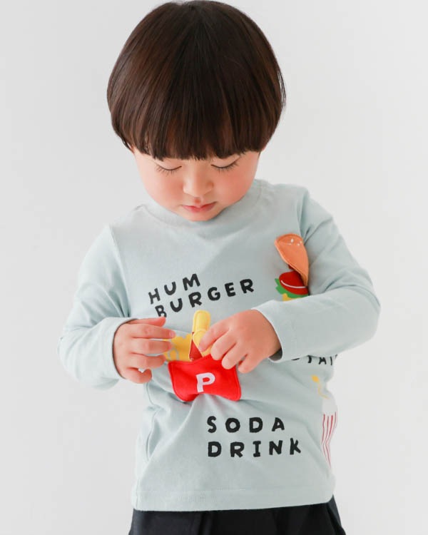 【チークルーム】キッズセットロングＴシャツ / サックス