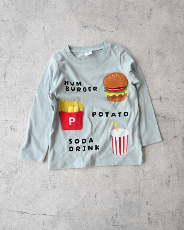 【チークルーム】キッズセットロングＴシャツ / サックス