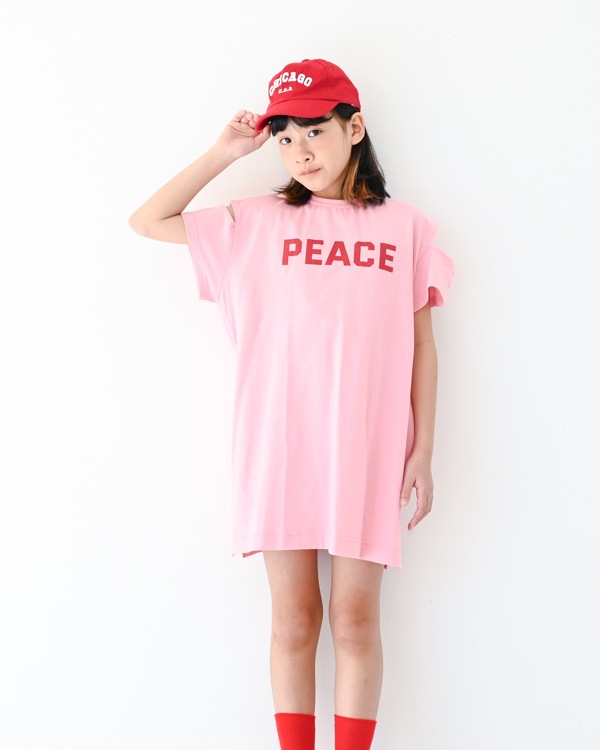 【セカンド】PEACE肩あきワンピース / ピンク