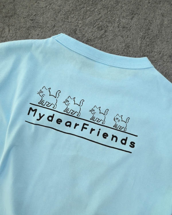 【ニコフラート】ねこポケット Tシャツ / サックス