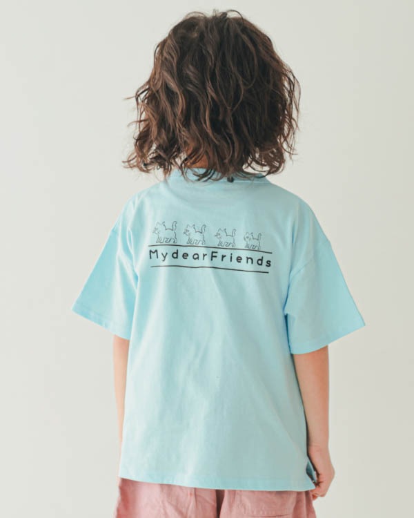 【ニコフラート】ねこポケット Tシャツ / サックス